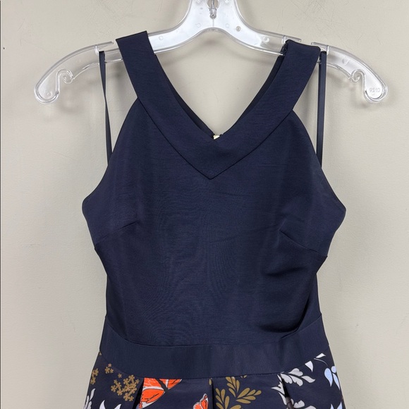 TED BAKER LONDON Bethah Kyoto Navy Floral Sleeveless Dress Sz 1 small - Picture 9 of 13